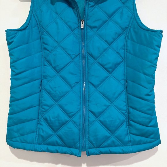 NWOT, Izod, Sky Blue Turquoise Quilt Pattern Zip-Up Vest Jacket, Size Large - Picture 5 of 8